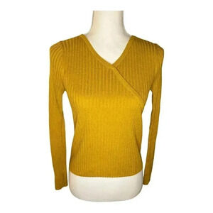 1901 Girl’s Size XL (14/16) Faux Wrap Ribbed‎ Sweater in Yellow Nugget